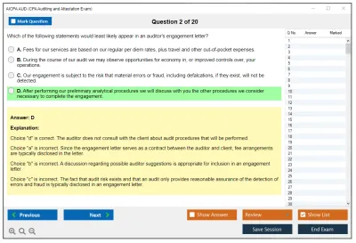 AICPA AUD CPA Auditing and Attestation Exam Practice test exam simulator test engine exam Prep practice test questions answers Image 2