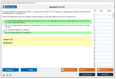 Avaya 76940X Avaya Converged Platform Support Exam Practice test exam simulator test engine exam Prep practice test questions answers Image 4