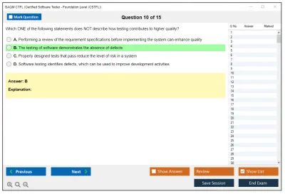 GAQM CTFL Certified Software Tester - Foundation Level (CSTFL) Practice test exam simulator test engine exam Prep practice test questions answers Image 10