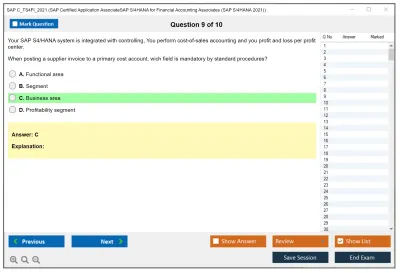 SAP C_TS4FI_2021 SAP Certified Associate - SAP S/4HANA 2021 for Financial Accounting Practice test exam simulator test engine exam Prep practice test questions answers Image 9