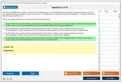 Oracle 1z0-1072-22 Oracle Cloud Infrastructure 2022 Architect Associate Practice test exam simulator test engine exam Prep practice test questions answers Image 3