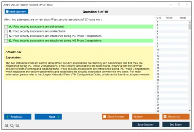 Juniper JN0-231 Security-Associate (JNCIA-SEC) Practice test exam simulator test engine exam Prep practice test questions answers Image 5