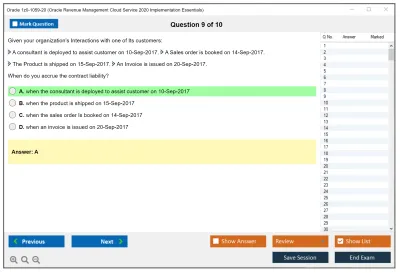 Oracle 1z0-1059-20 Oracle Revenue Management Cloud Service 2020 Implementation Essentials Practice test exam simulator test engine exam Prep practice test questions answers Image 9