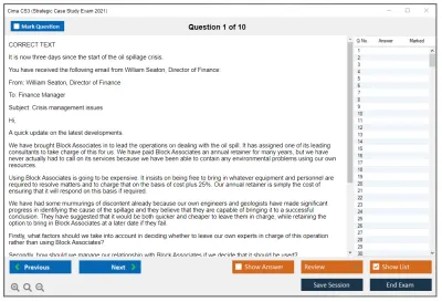 Cima CS3 Strategic Case Study Exam 2021 Practice test exam simulator test engine exam Prep practice test questions answers Image 1