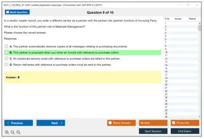 SAP C_TSCM52_67 SAP Certified Application Associate - Procurement with SAP ERP 6.0 EhP7 Practice test exam simulator test engine exam Prep practice test questions answers Image 9