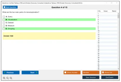 Salesforce Certified-Tableau-CRM-and-Einstein-Discovery-Consultant Salesforce Tableau CRM Einstein Discovery Consultant Practice test exam simulator test engine exam Prep practice test questions answers Image 4