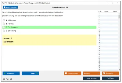 PMI PMI-002 Certified Associate in Project Management (CAPM) Certification Practice test exam simulator test engine exam Prep practice test questions answers Image 6