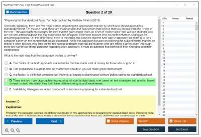 Test Prep HSPT-Test High School Placement Test Practice test exam simulator test engine exam Prep practice test questions answers Image 2