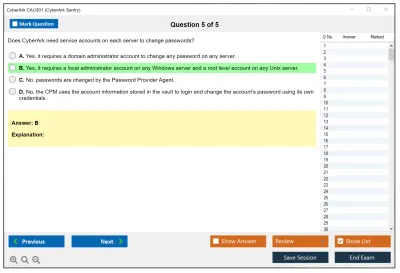 CyberArk CAU301 CyberArk Sentry Practice test exam simulator test engine exam Prep practice test questions answers Image 5