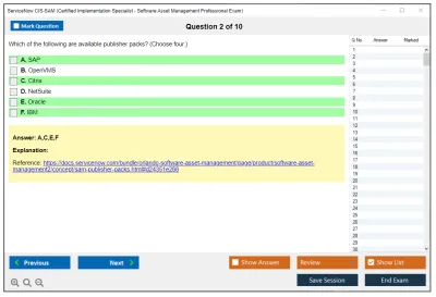 ServiceNow CIS-SAM Certified Implementation Specialist - Software Asset Management Professional Exam Practice test exam simulator test engine exam Prep practice test questions answers Image 2