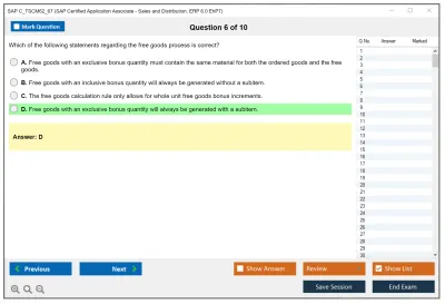 SAP C_TSCM62_67 SAP Certified Associate - Sales and Distribution, ERP 6.0 EhP7 Practice test exam simulator test engine exam Prep practice test questions answers Image 6