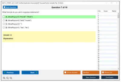 SAP C_THR87_2211 SAP Certified Application AssociateSAP SuccessFactors Variable Pay 1H/2022 Practice test exam simulator test engine exam Prep practice test questions answers Image 7