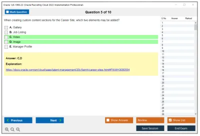 Oracle 1z0-1069-22 Oracle Recruiting Cloud 2022 Implementation Professional Practice test exam simulator test engine exam Prep practice test questions answers Image 5