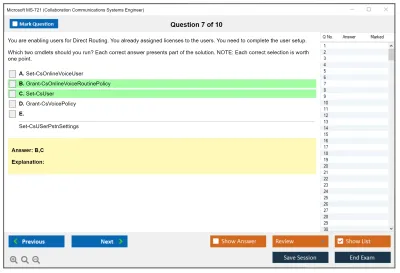 Microsoft MS-721 Collaboration Communications Systems Engineer Practice test exam simulator test engine exam Prep practice test questions answers Image 7