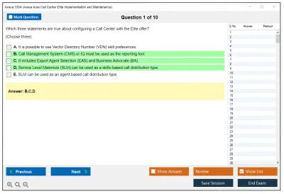 Avaya 3304 Avaya Aura Call Center Elite Implementation and Maintenance Practice test exam simulator test engine exam Prep practice test questions answers Image 1