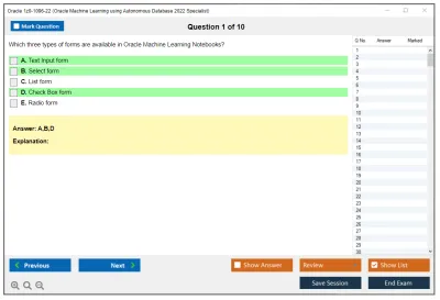 Oracle 1z0-1096-22 Oracle Machine Learning using Autonomous Database 2022 Specialist Practice test exam simulator test engine exam Prep practice test questions answers Image 1