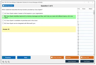 Cisco 700-105 Cisco Midsize Collaboration Solutions for Account Managers (MCAM) Practice test exam simulator test engine exam Prep practice test questions answers Image 3