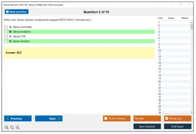 Versa Networks VNX100 Versa Certified SD-WAN Associate Practice test exam simulator test engine exam Prep practice test questions answers Image 2