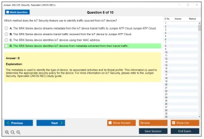 Juniper JN0-335 Security, Specialist (JNCIS-SEC) Practice test exam simulator test engine exam Prep practice test questions answers Image 8