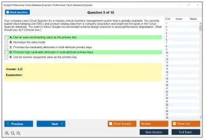 Google Professional-Cloud-Database-Engineer Google Cloud Certified - Professional Cloud Database Engineer Practice test exam simulator test engine exam Prep practice test questions answers Image 5