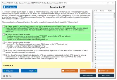 Amazon AWS AWS-DevOps-Engineer-Professional-DOP-C01 AWS DevOps Engineer Professional (DOP-C01) Practice test exam simulator test engine exam Prep practice test questions answers Image 4