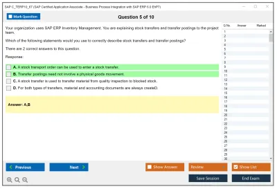 SAP C_TERP10_67 SAP Certified Application Associate - Business Process Integration with SAP ERP 6.0 EhP7 Practice test exam simulator test engine exam Prep practice test questions answers Image 5