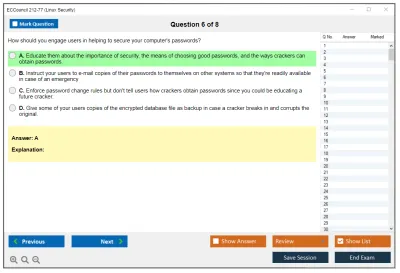 ECCouncil 212-77 Linux Security Practice test exam simulator test engine exam Prep practice test questions answers Image 6