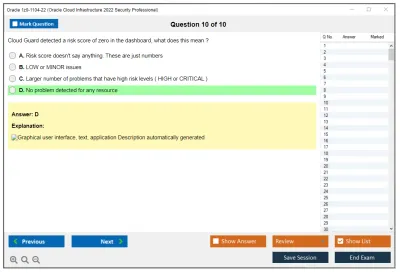Oracle 1z0-1104-22 Oracle Cloud Infrastructure 2022 Security Professional Practice test exam simulator test engine exam Prep practice test questions answers Image 10