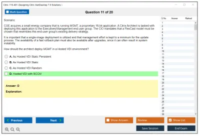 Citrix 1Y0-401 Designing Citrix XenDesktop 7.6 Solutions  Practice test exam simulator test engine exam Prep practice test questions answers Image 11