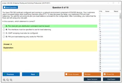 Juniper JN0-648 Enterprise Routing and Switching-Professional (JNCIP-ENT) Practice test exam simulator test engine exam Prep practice test questions answers Image 6