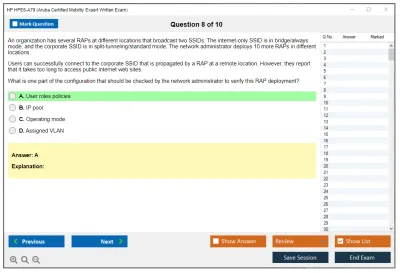 HP HPE6-A79 Aruba Certified Mobility Expert Written Exam Practice test exam simulator test engine exam Prep practice test questions answers Image 8