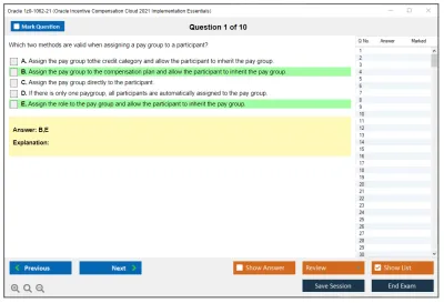 Oracle 1z0-1062-21 Oracle Incentive Compensation Cloud 2021 Implementation Essentials Practice test exam simulator test engine exam Prep practice test questions answers Image 1
