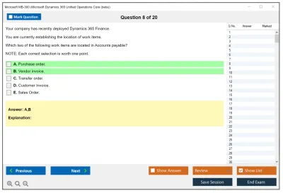 Microsoft MB-300 Microsoft Dynamics 365: Core Finance and Operations Practice test exam simulator test engine exam Prep practice test questions answers Image 8