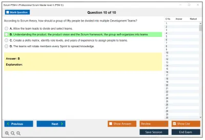 Scrum PSM-II Professional Scrum Master level II (PSM II) Practice test exam simulator test engine exam Prep practice test questions answers Image 10