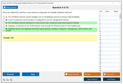 Oracle 1z0-485 Oracle Exadata Database Machine 2014 Implementation Essentials Practice test exam simulator test engine exam Prep practice test questions answers Image 4