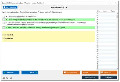 Cisco 300-075 Implementing Cisco IP Telephony &amp; Video, Part 2 v1.0 Practice test exam simulator test engine exam Prep practice test questions answers Image 4