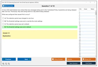Cisco 300-720 Securing Email with Cisco Email Security Appliance (300-720 SESA) Practice test exam simulator test engine exam Prep practice test questions answers Image 7