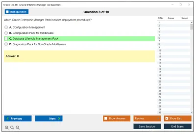 Oracle 1z0-457 Oracle Enterprise Manager 12c Essentials Practice test exam simulator test engine exam Prep practice test questions answers Image 8