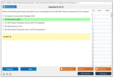 SAP C_TADM55_74 SAP Certified Technology Associate - System Administration (SAP HANA as a database) with SAP NetWeaver 7.4 Practice test exam simulator test engine exam Prep practice test questions answers Image 8
