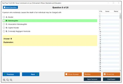 Test Prep TCLEOSE Texas Commission on Law Enforcement Officers Standards and Education Practice test exam simulator test engine exam Prep practice test questions answers Image 8