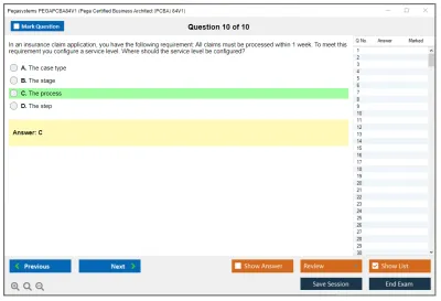 Pegasystems PEGAPCBA84V1 Pega Certified Business Architect (PCBA) 84V1 Practice test exam simulator test engine exam Prep practice test questions answers Image 10