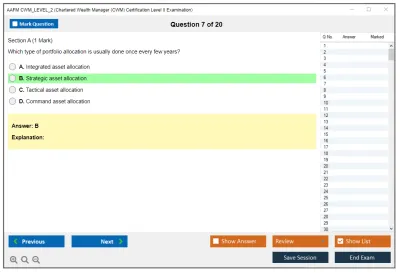 AAFM CWM_LEVEL_2 Chartered Wealth Manager (CWM) Certification Level II Examination Practice test exam simulator test engine exam Prep practice test questions answers Image 7