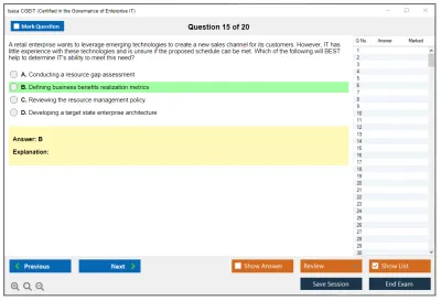 Isaca CGEIT Certified in the Governance of Enterprise IT Exam Practice test exam simulator test engine exam Prep practice test questions answers Image 15