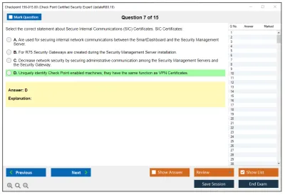Checkpoint 156-915.80 Check Point Certified Security Expert UpdateR80.10 Practice test exam simulator test engine exam Prep practice test questions answers Image 7