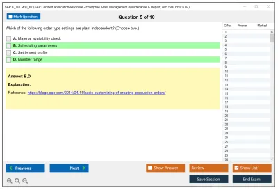 SAP C_TPLM30_67 SAP Certified Associate - SAP Maintenance & Repair with ERP 6.0 EHP7 Practice test exam simulator test engine exam Prep practice test questions answers Image 5