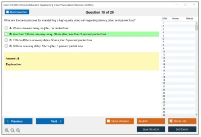 Cisco 210-065 CCNA Collaboration Implementing Cisco Video Network Devices (CIVND) Practice test exam simulator test engine exam Prep practice test questions answers Image 15