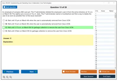 Cisco 350-801 Implementing Cisco Collaboration Core Technologies (350-801 CLCOR) Practice test exam simulator test engine exam Prep practice test questions answers Image 13