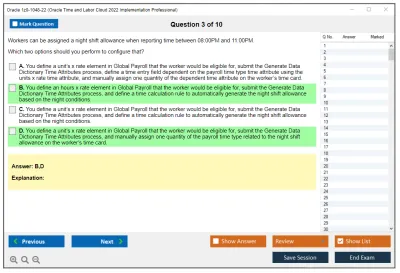 Oracle 1z0-1048-22 Oracle Time and Labor Cloud 2022 Implementation Professional Practice test exam simulator test engine exam Prep practice test questions answers Image 3