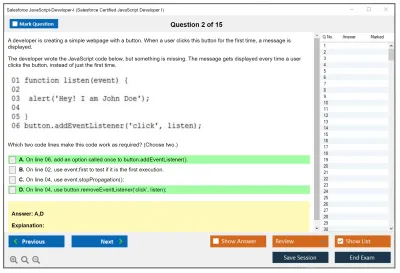 Salesforce JavaScript-Developer-I Salesforce Certified JavaScript Developer I Practice test exam simulator test engine exam Prep practice test questions answers Image 2