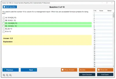 Oracle 1z0-1083-22 Oracle Narrative Reporting 2022 Implementation Professional Practice test exam simulator test engine exam Prep practice test questions answers Image 5